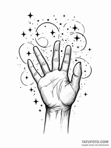 Tattoo design a delicate hand reaching out to... - эскиз тату (№1751106301_0, 28.06.2025 10:25) — Tatufoto.com