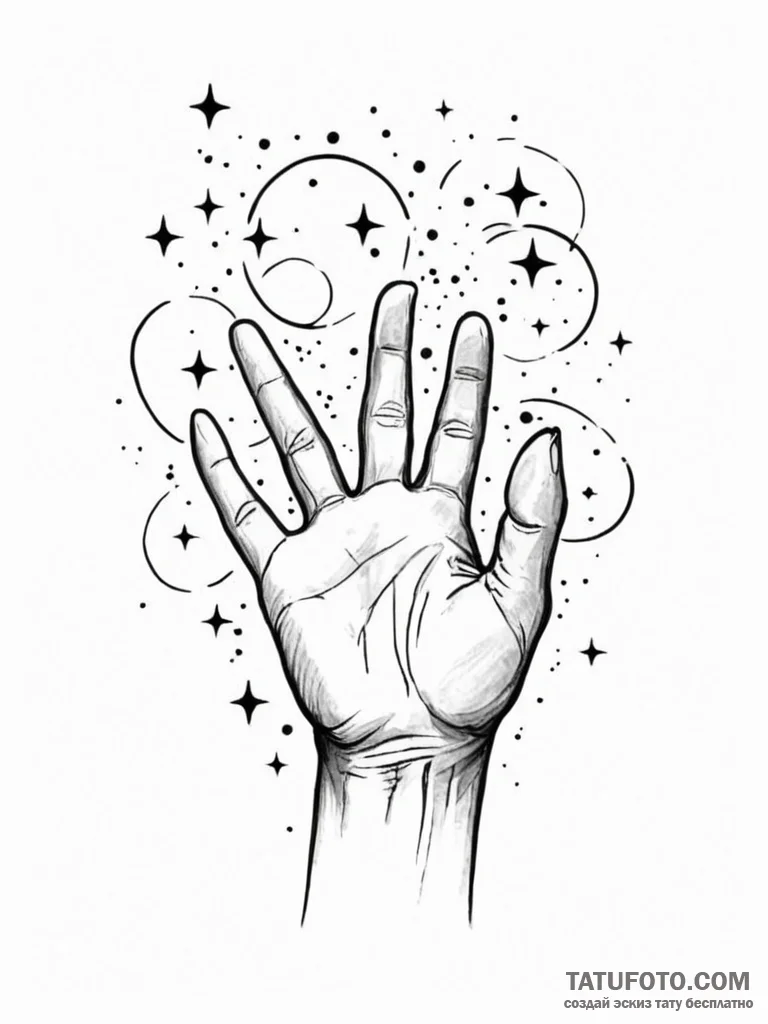 Tattoo design a delicate hand reaching out to... - эскиз тату (№1751106301_0, 28.06.2025 10:25) — Tatufoto.com