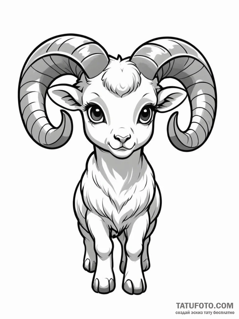 Tattoo sketch a chibi-style aries ram looking... - эскиз тату (№1751107639_0, 28.06.2025 10:47) — Tatufoto.com