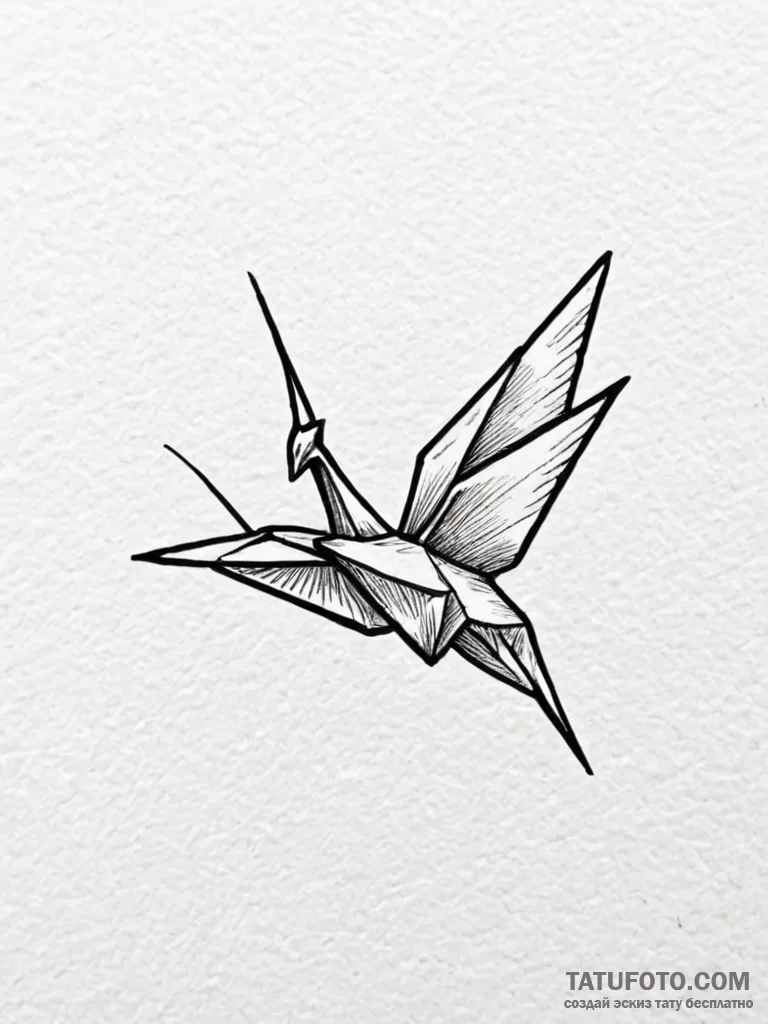 Tattoo design a tiny paper crane. - эскиз тату (№1751107968_0, 28.06.2025 10:52) — Tatufoto.com