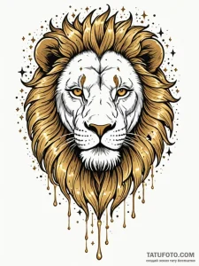Tattoo sketch a leo lion's face made of molte... - эскиз тату (№1751108054_0, 28.06.2025 10:54) — Tatufoto.com