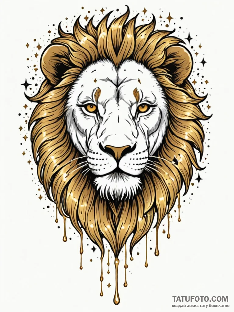 Tattoo sketch a leo lion's face made of molte... - эскиз тату (№1751108054_0, 28.06.2025 10:54) — Tatufoto.com