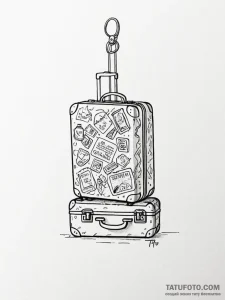 Tattoo sketch a tiny suitcase on one, a trave... - эскиз тату (№1751108156_0, 28.06.2025 10:55) — Tatufoto.com