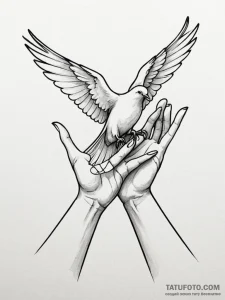 Tattoo design a pair of hands releasing a dov... - эскиз тату (№1751108633_0, 28.06.2025 11:03) — Tatufoto.com