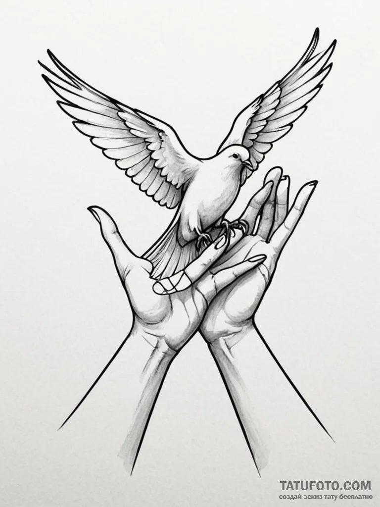 Tattoo design a pair of hands releasing a dov... - эскиз тату (№1751108633_0, 28.06.2025 11:03) — Tatufoto.com