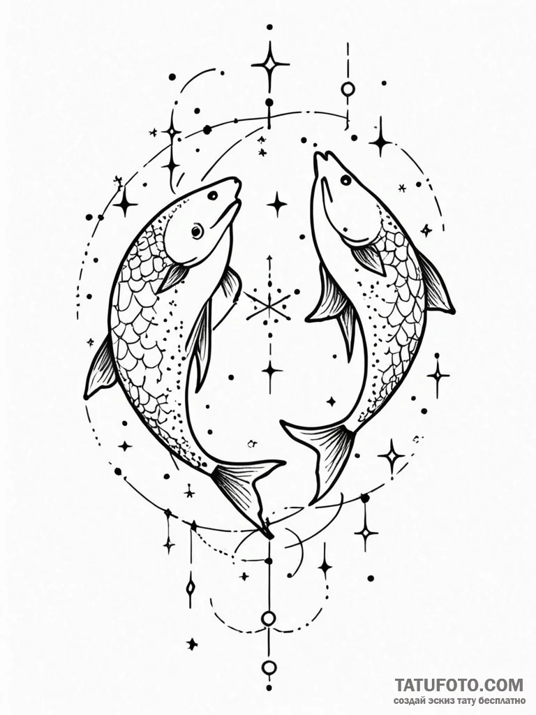 Tattoo design pisces constellation, stars for... - эскиз тату (№1751108799_0, 28.06.2025 11:06) — Tatufoto.com