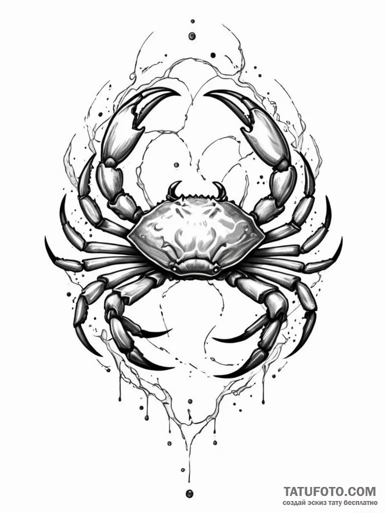 Tattoo design a cancer crab deconstructing in... - эскиз тату (№1751109496_0, 28.06.2025 11:18) — Tatufoto.com