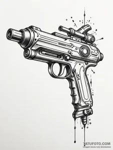 Tattoo sketch a futuristic ray gun with a sle... - эскиз тату (№1751109660_0, 28.06.2025 11:21) — Tatufoto.com