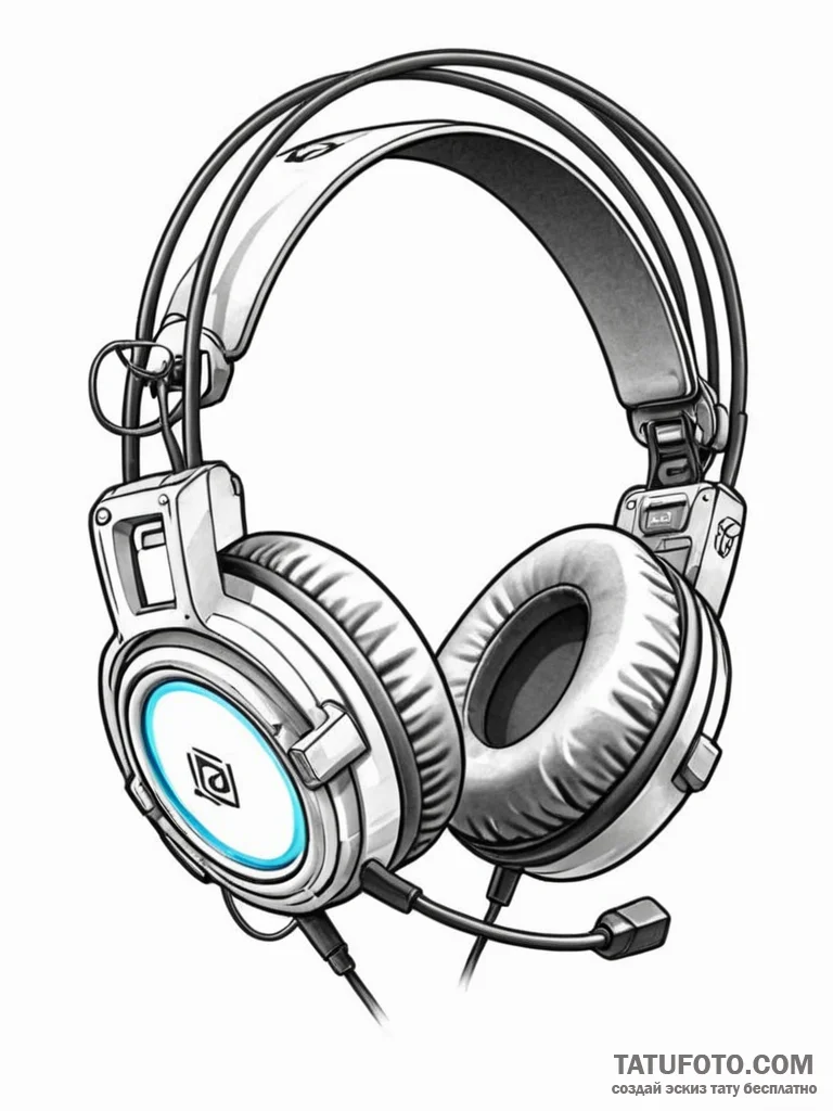 Tattoo design a gaming headset with a microph... - эскиз тату (№1751109824_0, 28.06.2025 11:23) — Tatufoto.com