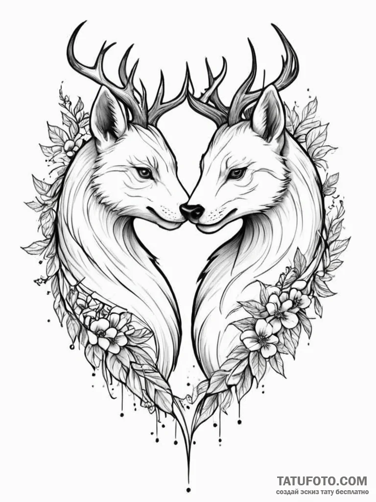 Tattoo sketch a 'spirit guide' animal for eac... - эскиз тату (№1751110225_0, 28.06.2025 11:30) — Tatufoto.com