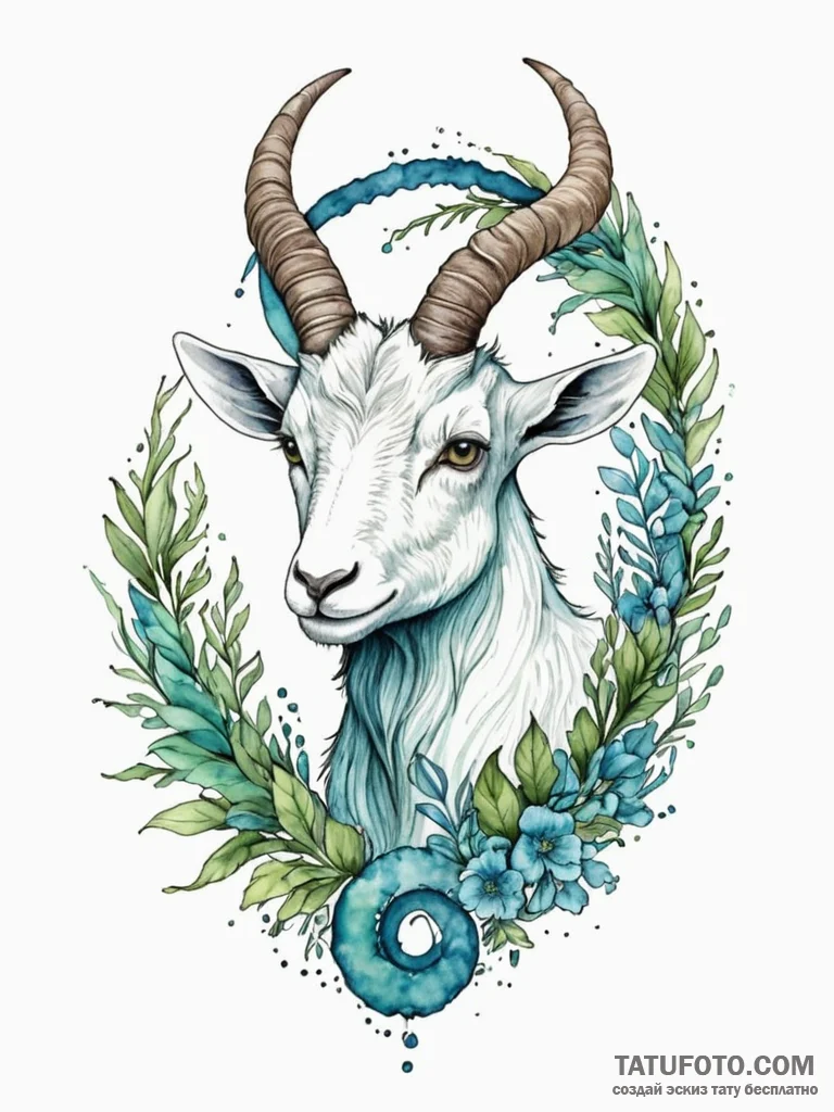 Tattoo design a capricorn goat-fish, half ear... - эскиз тату (№1751110560_0, 28.06.2025 11:36) — Tatufoto.com