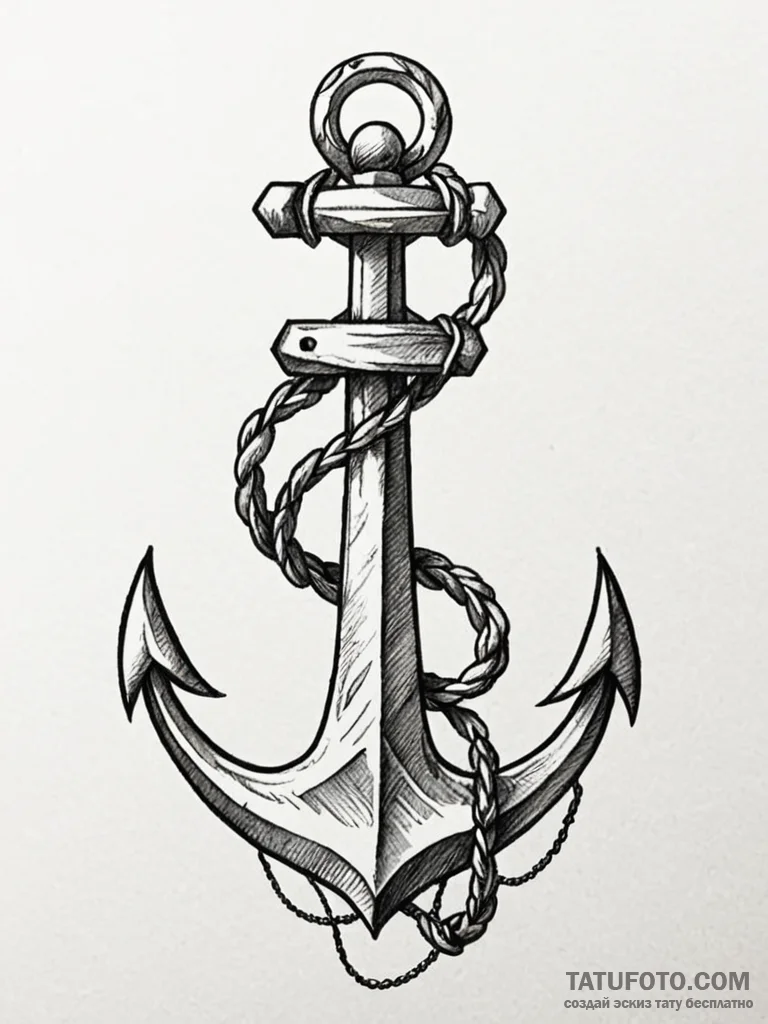 Tattoo design a single, robust anchor, repres... - эскиз тату (№1751112005_0, 28.06.2025 12:00) — Tatufoto.com