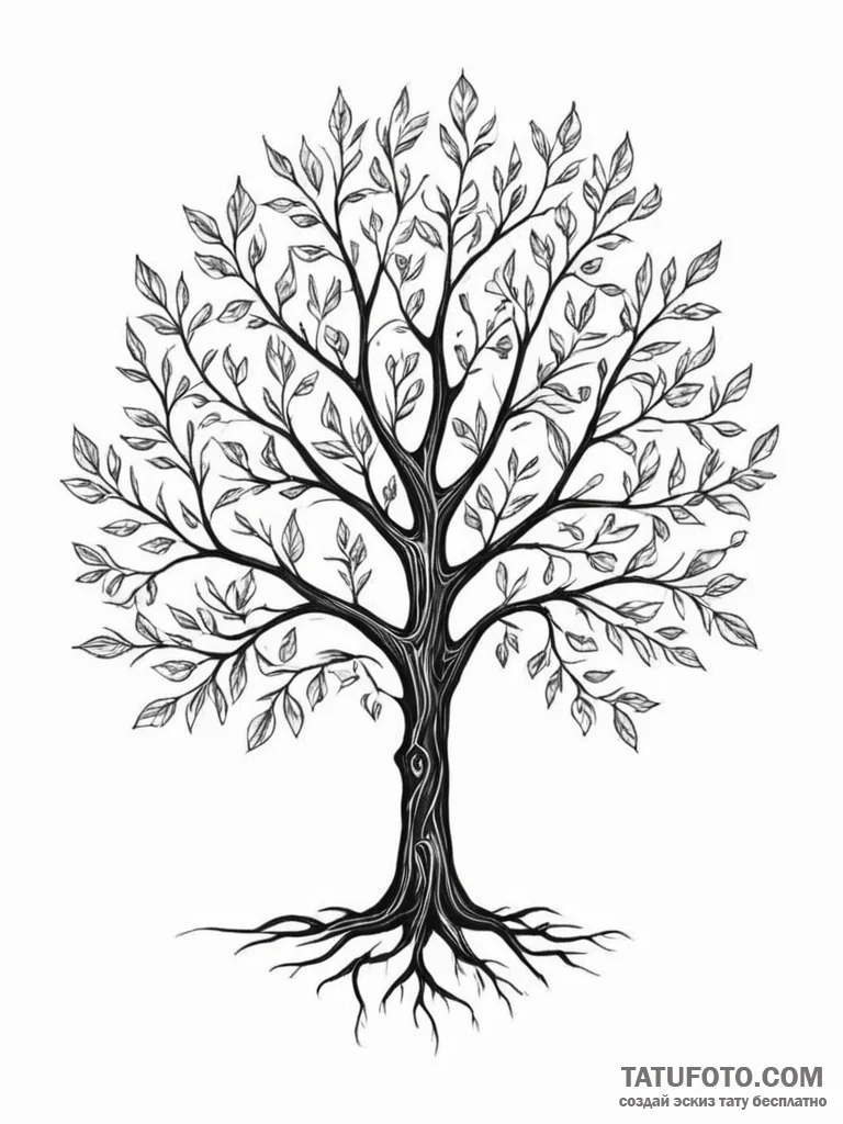 Tattoo design a 'family tree' where some leav... - эскиз тату (№1751112150_0, 28.06.2025 12:02) — Tatufoto.com