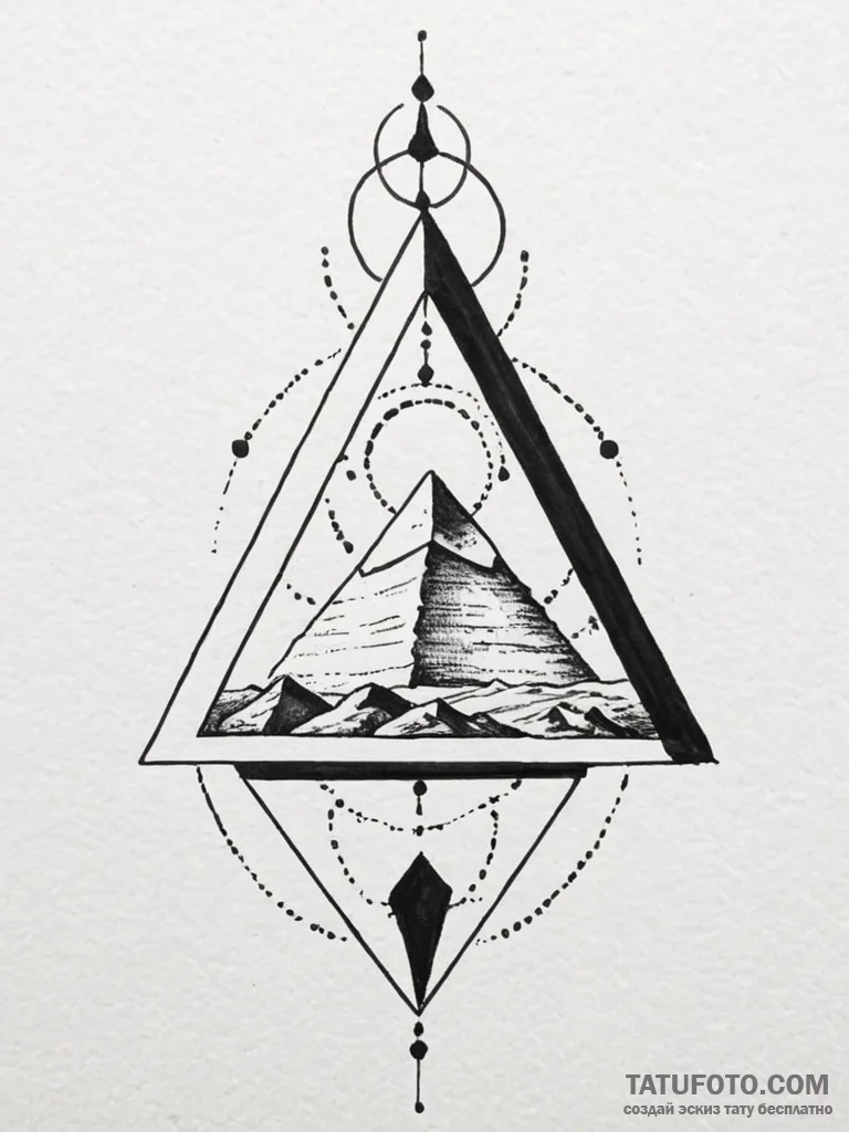 Tattoo design a geometric "pyramid" symbolizi... - эскиз тату (№1751112632_0, 28.06.2025 12:10) — Tatufoto.com