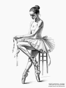 A ballerina tying the ribbons on her pointe s… — эскиз тату (№1751112794_0, 28.06.2025 12:13) — Tatufoto.com