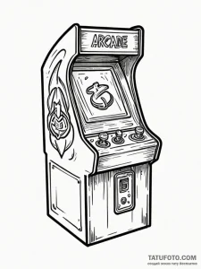 Tattoo sketch a classic arcade coin slot with… — эскиз тату (№1751113027_0, 28.06.2025 12:17) — Tatufoto.com