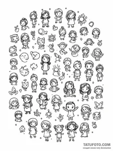 Tattoo design a collection of small, cute doo… — эскиз тату (№1751113106_0, 28.06.2025 12:18) — Tatufoto.com