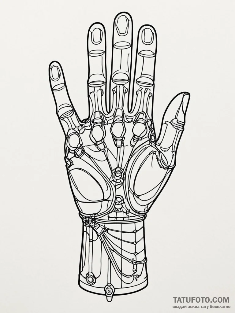 Tattoo sketch a vr glove with intricate senso... - эскиз тату (№1751113981_0, 28.06.2025 12:33) — Tatufoto.com