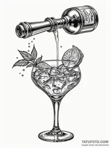 A close-up of a bartender pouring a craft coc… — эскиз тату (№1751114059_0, 28.06.2025 12:34) — Tatufoto.com
