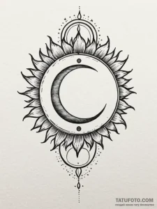 Tattoo sketch a powerful solar eclipse, symbo... - эскиз тату (№1751114298_0, 28.06.2025 12:38) — Tatufoto.com