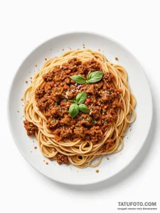 A messy, half-eaten plate of spaghetti bologn... - эскиз тату (№1751114384_0, 28.06.2025 12:39) — Tatufoto.com