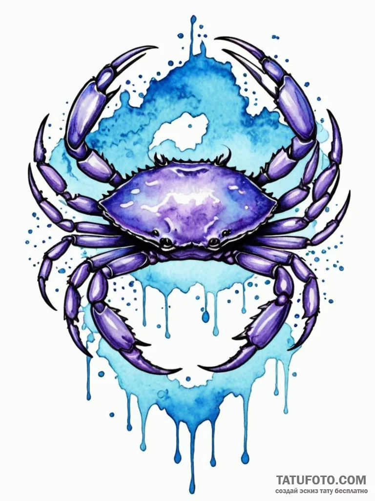 Tattoo design a cancer crab, outlined in thin... - эскиз тату (№1751114464_0, 28.06.2025 12:41) — Tatufoto.com