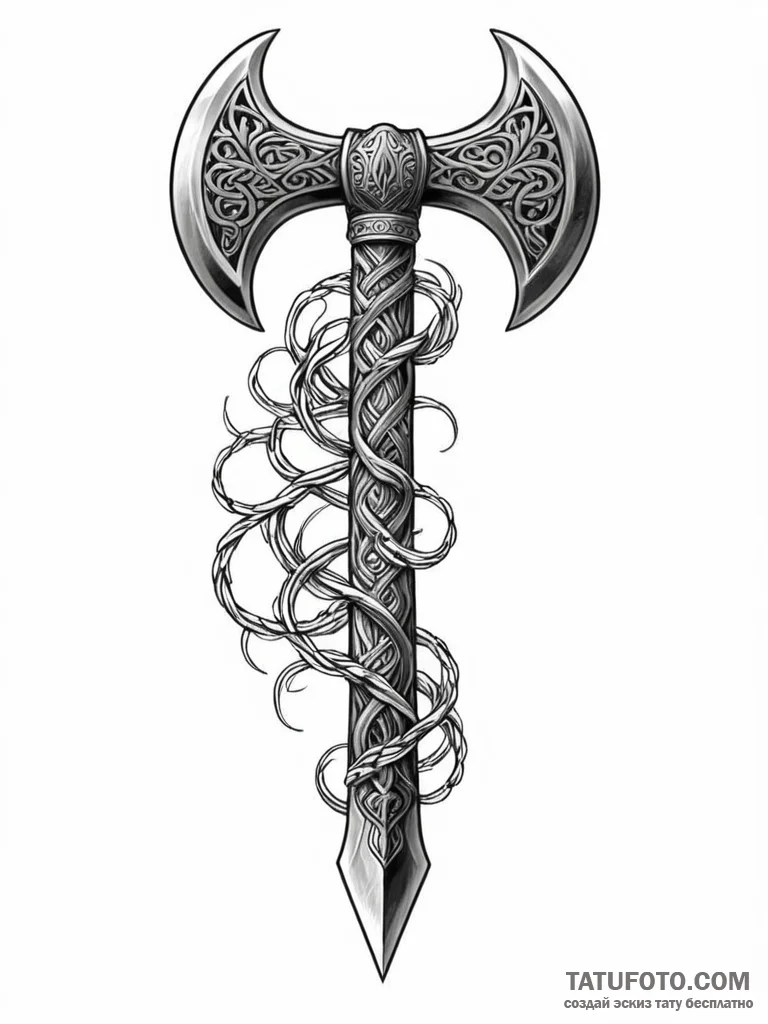 Tattoo sketch a detailed and menacing viking... - эскиз тату (№1751114866_0, 28.06.2025 12:47) — Tatufoto.com