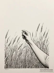 A person's hand reaching out to touch a field... - эскиз тату (№1751116403_0, 28.06.2025 13:13) — Tatufoto.com