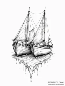 Tattoo sketch two halves of a boat, that comp... - эскиз тату (№1751116764_0, 28.06.2025 13:19) — Tatufoto.com