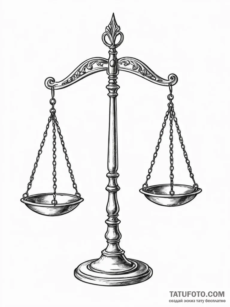 Tattoo sketch a balanced libra scale, perfect... - эскиз тату (№1751117086_0, 28.06.2025 13:24) — Tatufoto.com