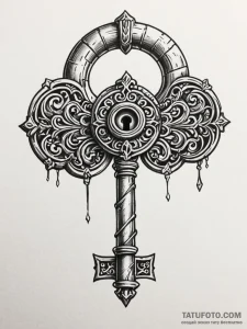 Tattoo design a stylized dungeon key with a u... - эскиз тату (№1751117343_0, 28.06.2025 13:29) — Tatufoto.com