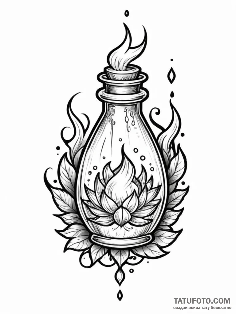 Tattoo design a stylized mana potion with a m... - эскиз тату (№1751117521_0, 28.06.2025 13:32) — Tatufoto.com