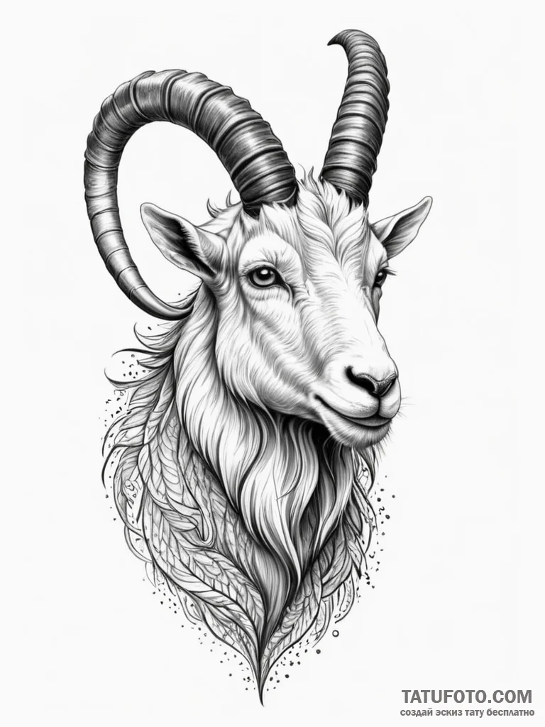 Tattoo design a realistic capricorn goat-fish... - эскиз тату (№1751118843_0, 28.06.2025 13:54) — Tatufoto.com
