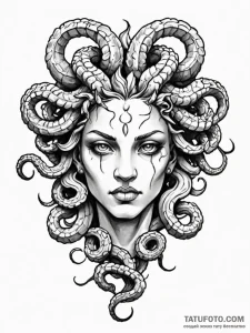Tattoo sketch a gorgon's head, symbolizing fa... - эскиз тату (№1751119196_0, 28.06.2025 13:59) — Tatufoto.com