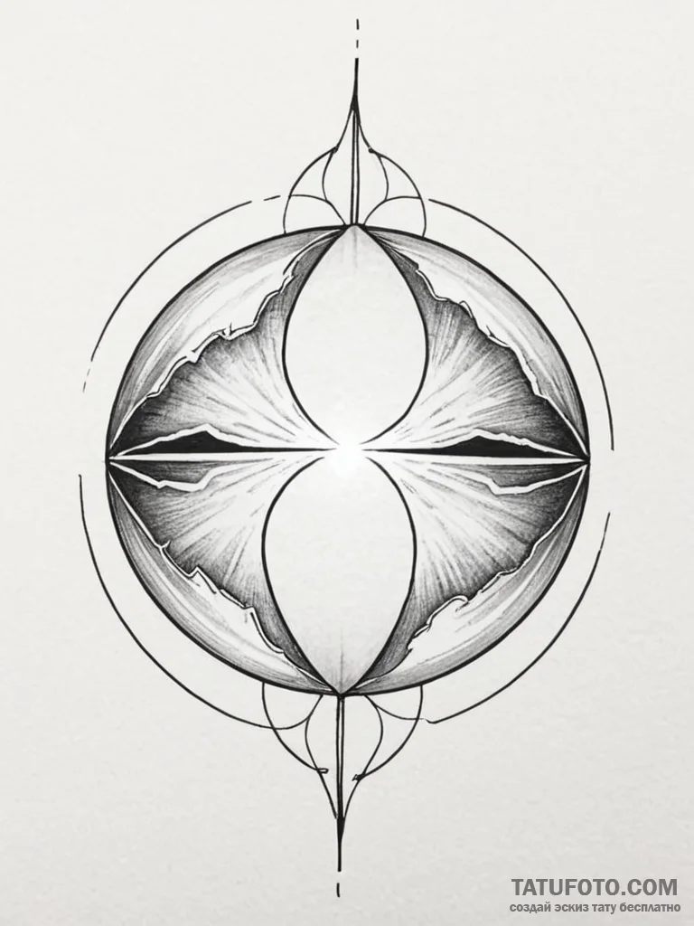 Tattoo design a glowing orb split into two ha... - эскиз тату (№1751119279_0, 28.06.2025 14:01) — Tatufoto.com