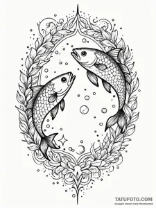 Tattoo design pisces fish as ancient spiritua... - эскиз тату (№1751120771_0, 28.06.2025 14:26) — Tatufoto.com