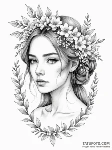 Tattoo sketch: lada, depicted as a beautiful... - эскиз тату (№1751120947_0, 28.06.2025 14:29) — Tatufoto.com