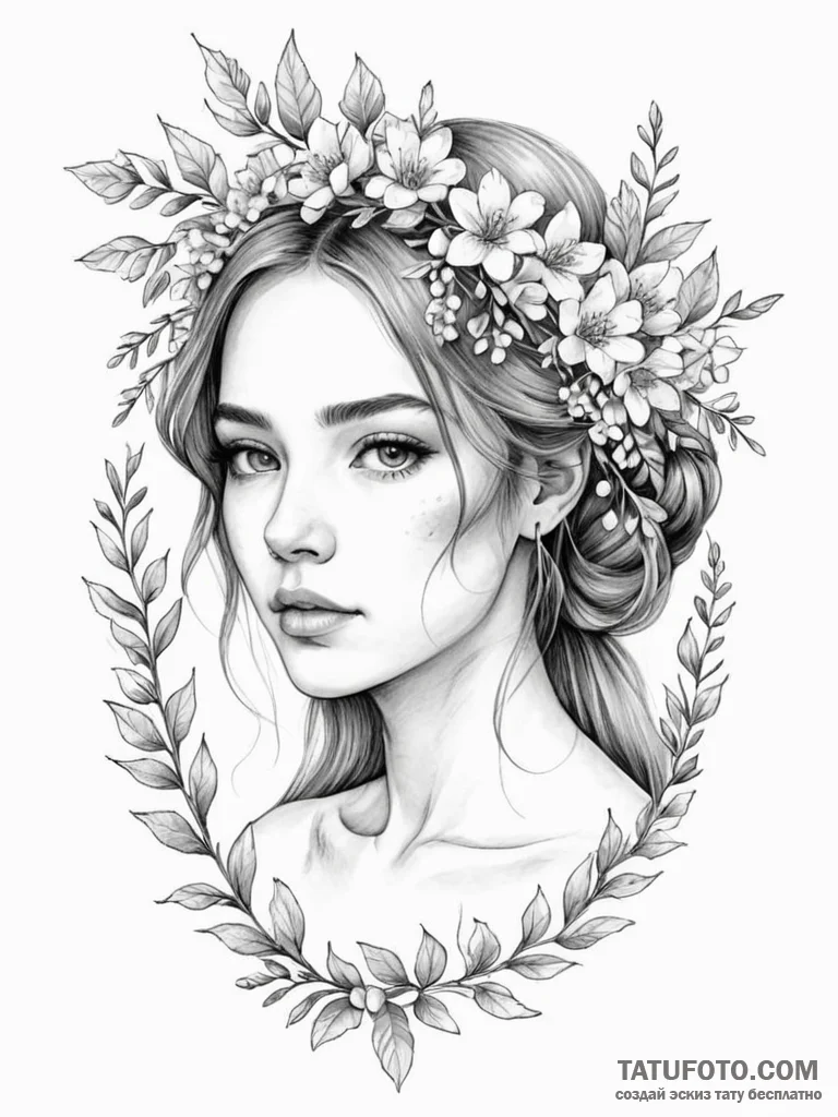 Tattoo sketch: lada, depicted as a beautiful... - эскиз тату (№1751120947_0, 28.06.2025 14:29) — Tatufoto.com