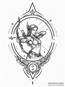 Tattoo sketch a sagittarius archer, with jupi... - эскиз тату (№1751121323_0, 28.06.2025 14:35) — Tatufoto.com