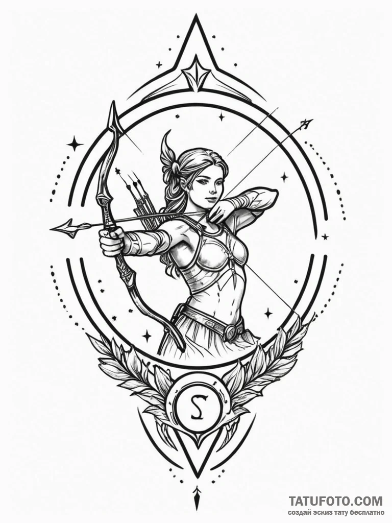 Tattoo sketch a sagittarius archer, with jupi... - эскиз тату (№1751121323_0, 28.06.2025 14:35) — Tatufoto.com