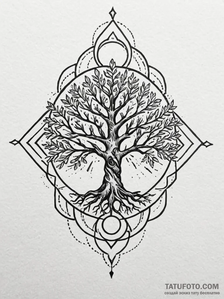 A geometric tattoo design that merges the kol... - эскиз тату (№1751122398_0, 28.06.2025 14:53) — Tatufoto.com