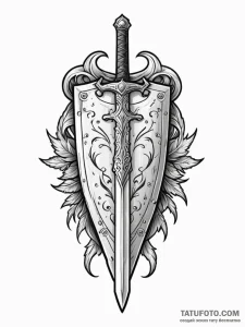 Tattoo design a pixelated sword and shield cr... - эскиз тату (№1751123520_0, 28.06.2025 15:12) — Tatufoto.com