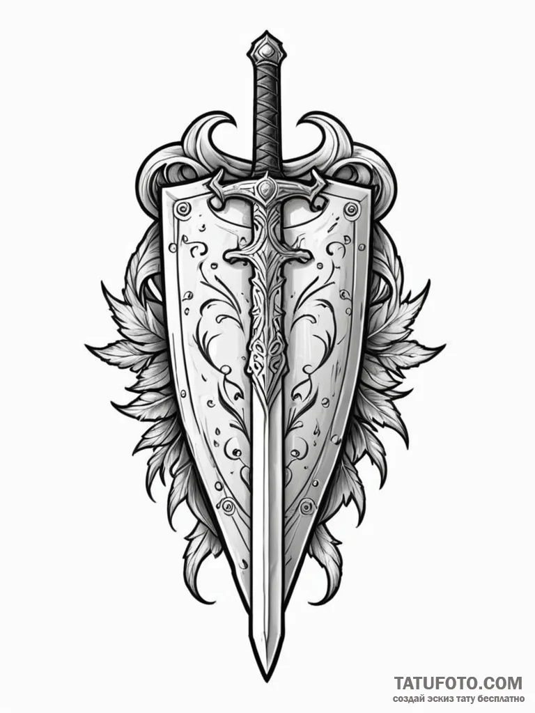Tattoo design a pixelated sword and shield cr... - эскиз тату (№1751123520_0, 28.06.2025 15:12) — Tatufoto.com