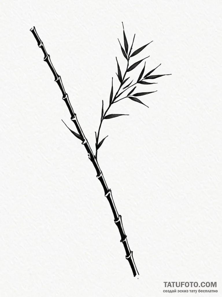 Tattoo sketch a bamboo stalk, bending but not... - эскиз тату (№1751123753_0, 28.06.2025 15:15) — Tatufoto.com