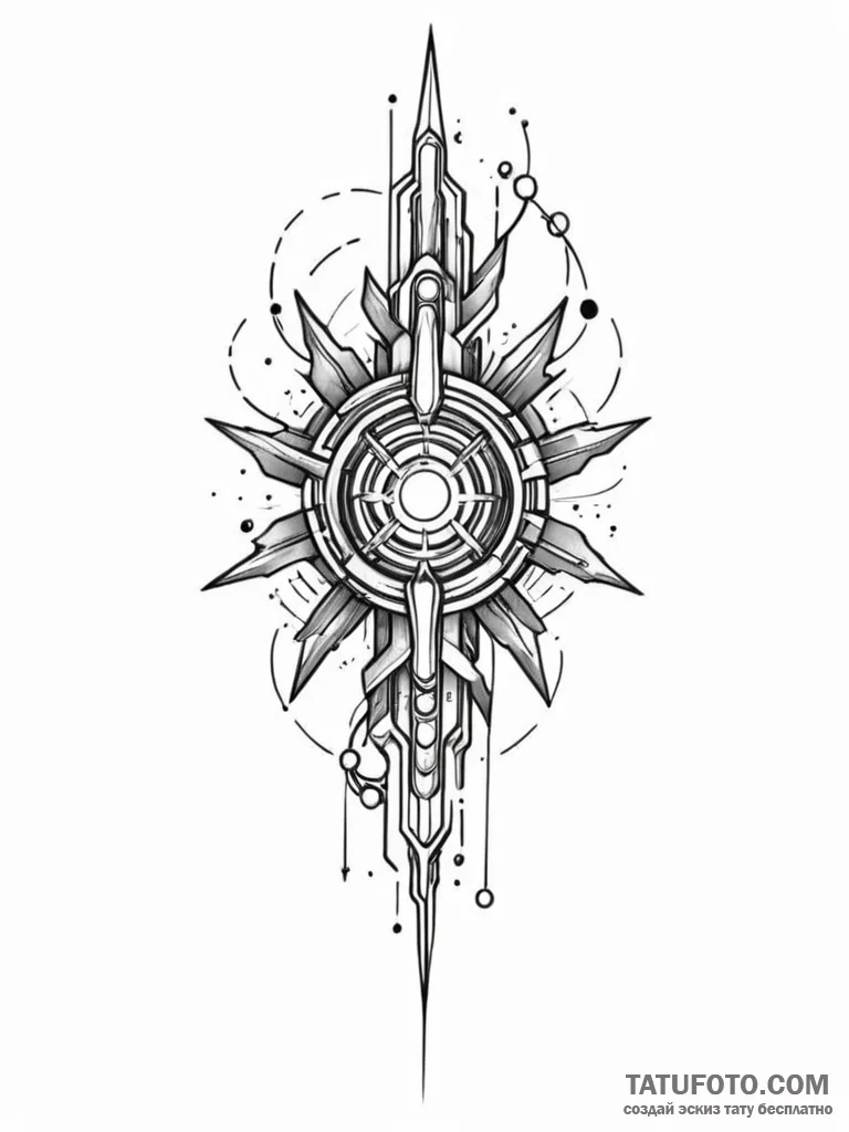 Tattoo sketch a futuristic weapon with a glow... - эскиз тату (№1751123828_0, 28.06.2025 15:17) — Tatufoto.com