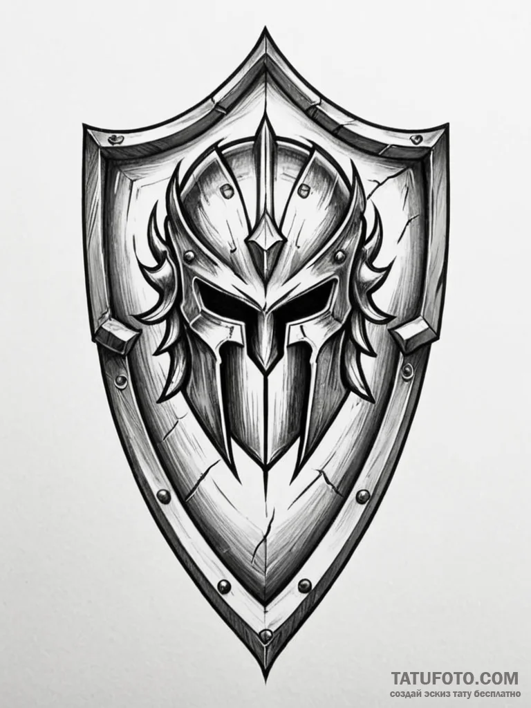 Tattoo sketch a spartan shield with an invert... - эскиз тату (№1751124069_0, 28.06.2025 15:21) — Tatufoto.com