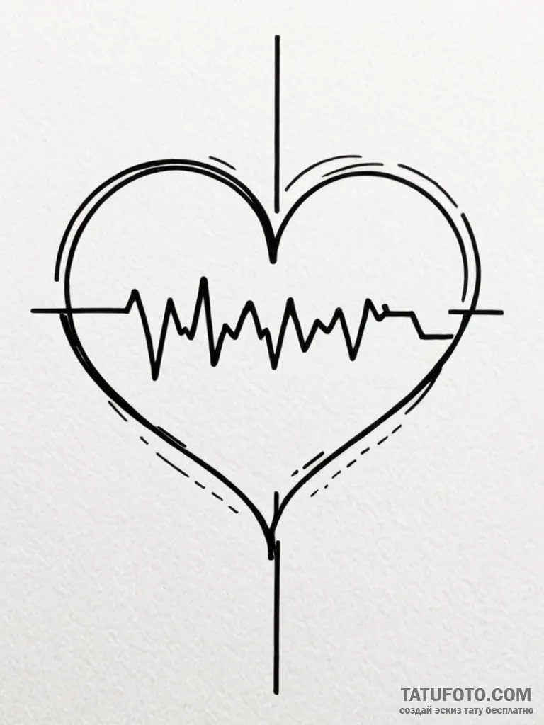 Tattoo sketch a heartbeat line that seamlessl... - эскиз тату (№1751124397_0, 28.06.2025 15:26) — Tatufoto.com