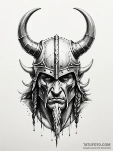 Tattoo sketch a fantasy barbarian's horned he... - эскиз тату (№1751124879_0, 28.06.2025 15:34) — Tatufoto.com