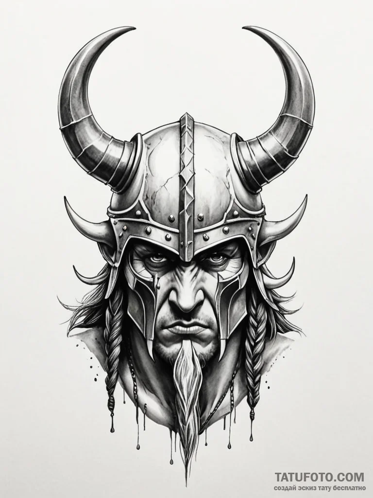 Tattoo sketch a fantasy barbarian's horned he... - эскиз тату (№1751124879_0, 28.06.2025 15:34) — Tatufoto.com