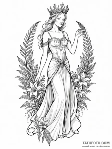 Tattoo design a virgo maiden with a crown of... - эскиз тату (№1751125380_0, 28.06.2025 15:43) — Tatufoto.com